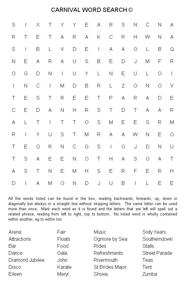 Carnival Word Search Puzzle