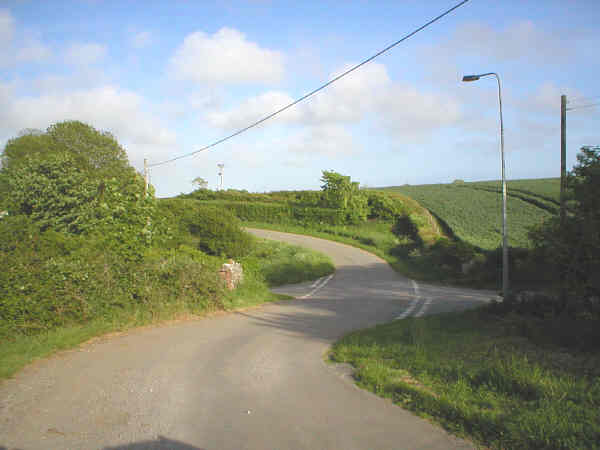 Looking towards Castle-upon-Alun with road to Pont-y-Brown on left and St. Brides Major pond on right